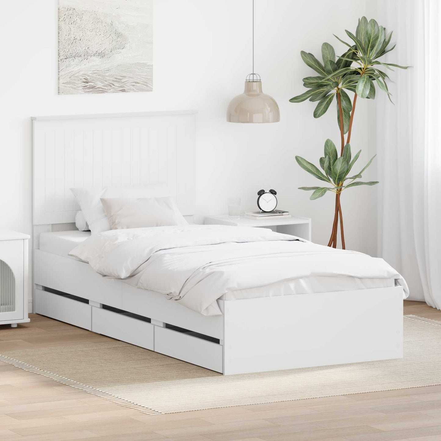 vidaXL Bed Frame with Drawer White 90 x 190 cm Engineer Wood