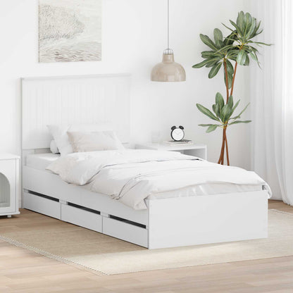 vidaXL Bed Frame with Drawer White 90 x 190 cm Engineer Wood