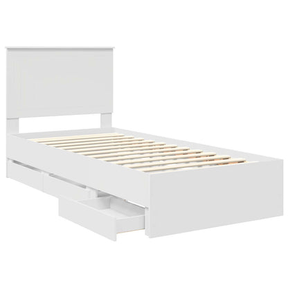 vidaXL Bed Frame with Drawer White 90 x 190 cm Engineer Wood