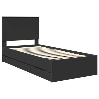 vidaXL Bed Frame with Drawer Black 90 x 190 cm Engineer Wood