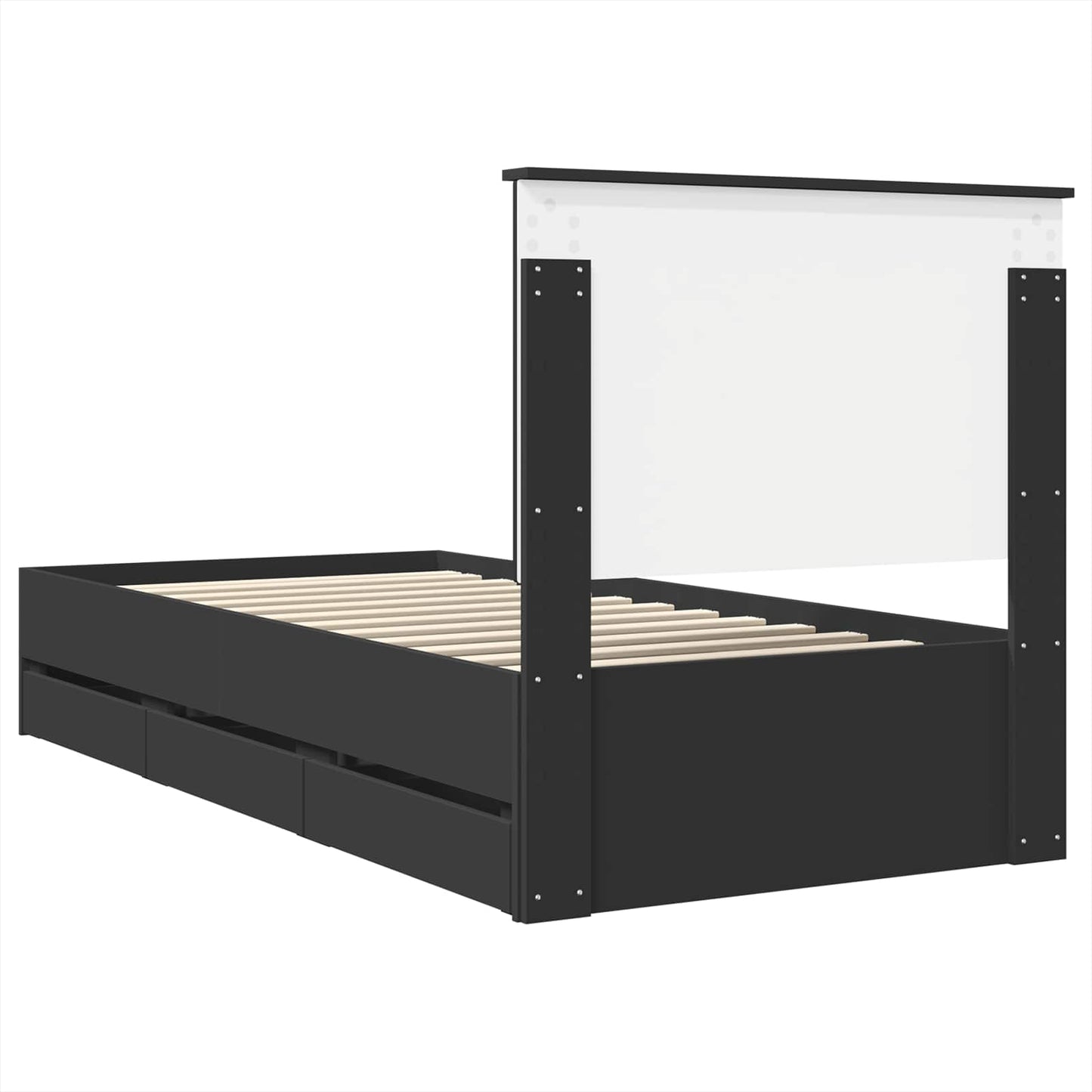 vidaXL Bed Frame with Drawer Black 90 x 190 cm Engineer Wood