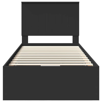 vidaXL Bed Frame with Drawer Black 90 x 190 cm Engineer Wood
