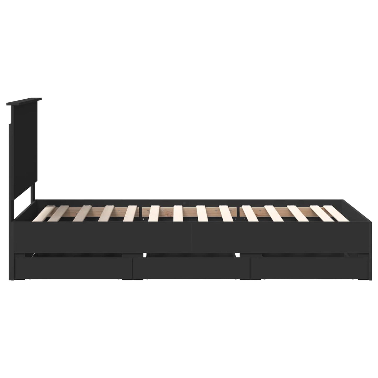 vidaXL Bed Frame with Drawer Black 90 x 190 cm Engineer Wood