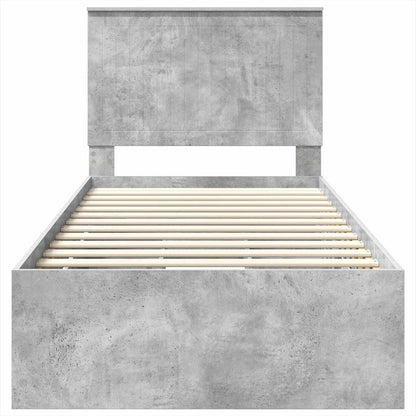 vidaXL Bed Frame with Drawer Concrete Grey 90 x 190 cm Engineer Wood