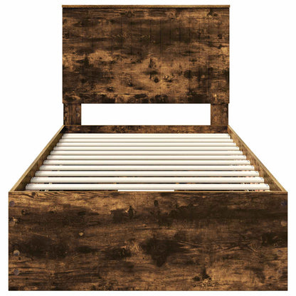 vidaXL Bed Frame with Drawer Smoked Oak 90 x 190 cm Engineer Wood