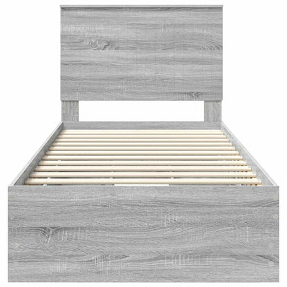 vidaXL Bed Frame with Drawer Grey Sonoma 90 x 190 cm Engineer Wood