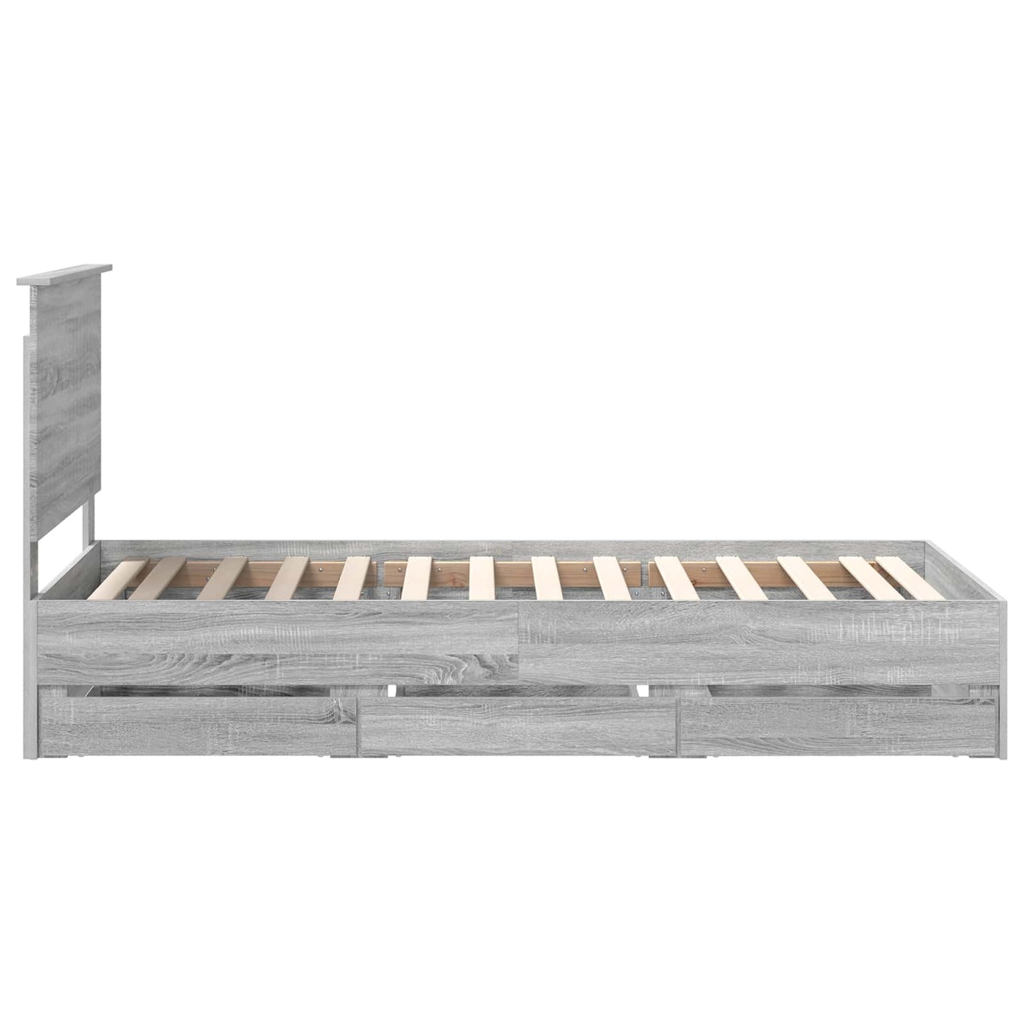 vidaXL Bed Frame with Drawer Grey Sonoma 90 x 190 cm Engineer Wood