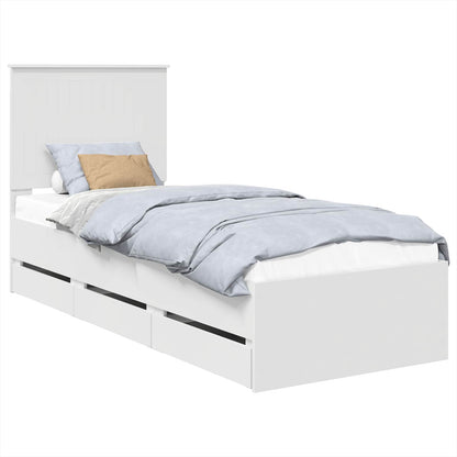 vidaXL Bed Frame with Drawer White 75 x 190 cm Engineer Wood