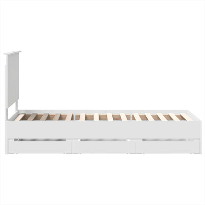vidaXL Bed Frame with Drawer White 75 x 190 cm Engineer Wood
