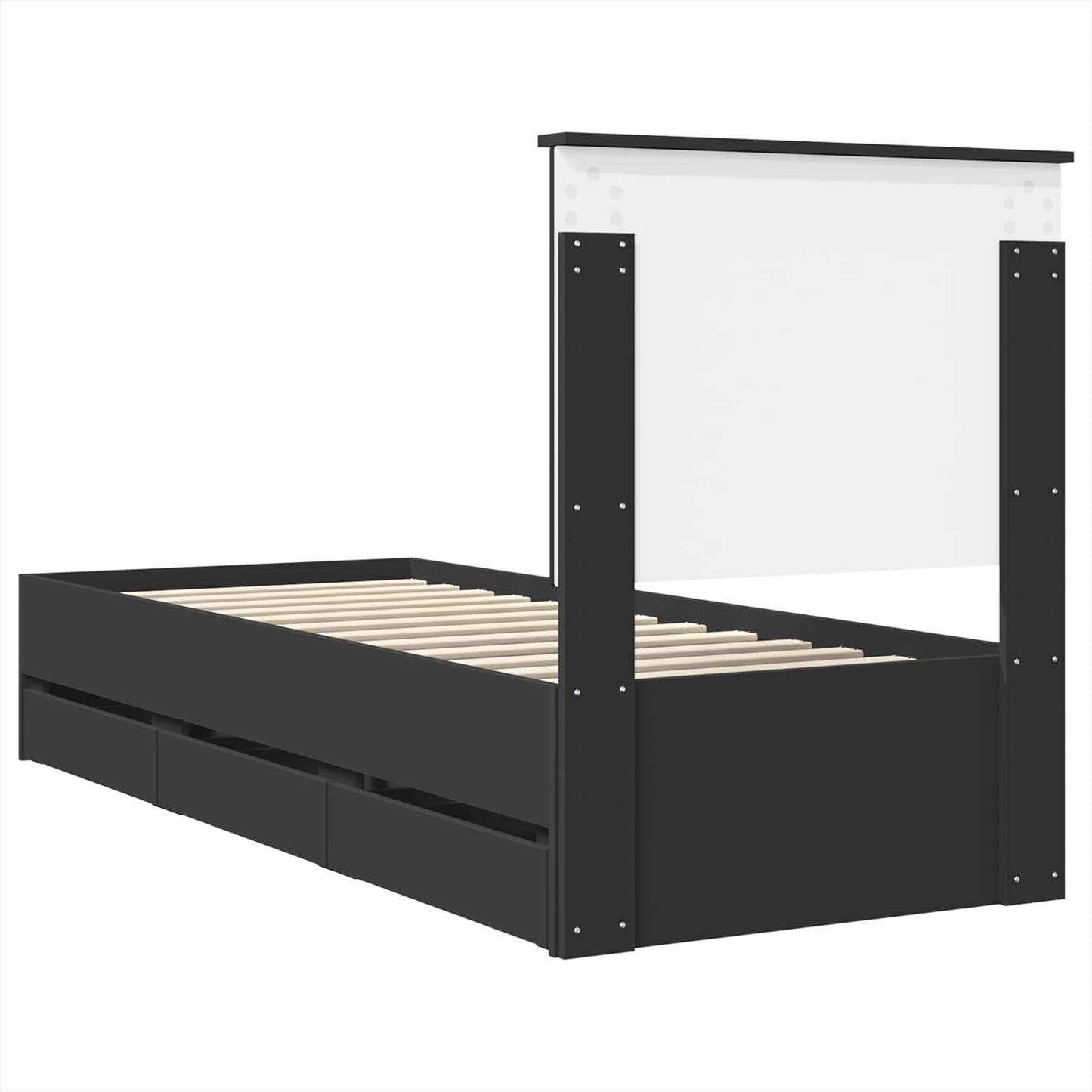 vidaXL Bed Frame with Drawer Black 75 x 190 cm Engineer Wood