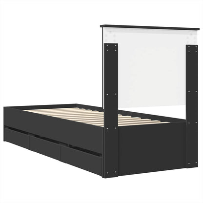 vidaXL Bed Frame with Drawer Black 75 x 190 cm Engineer Wood