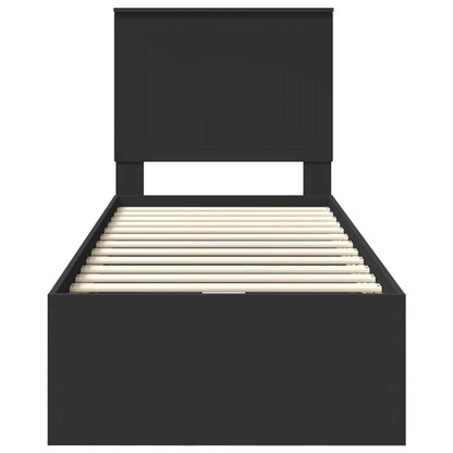 vidaXL Bed Frame with Drawer Black 75 x 190 cm Engineer Wood