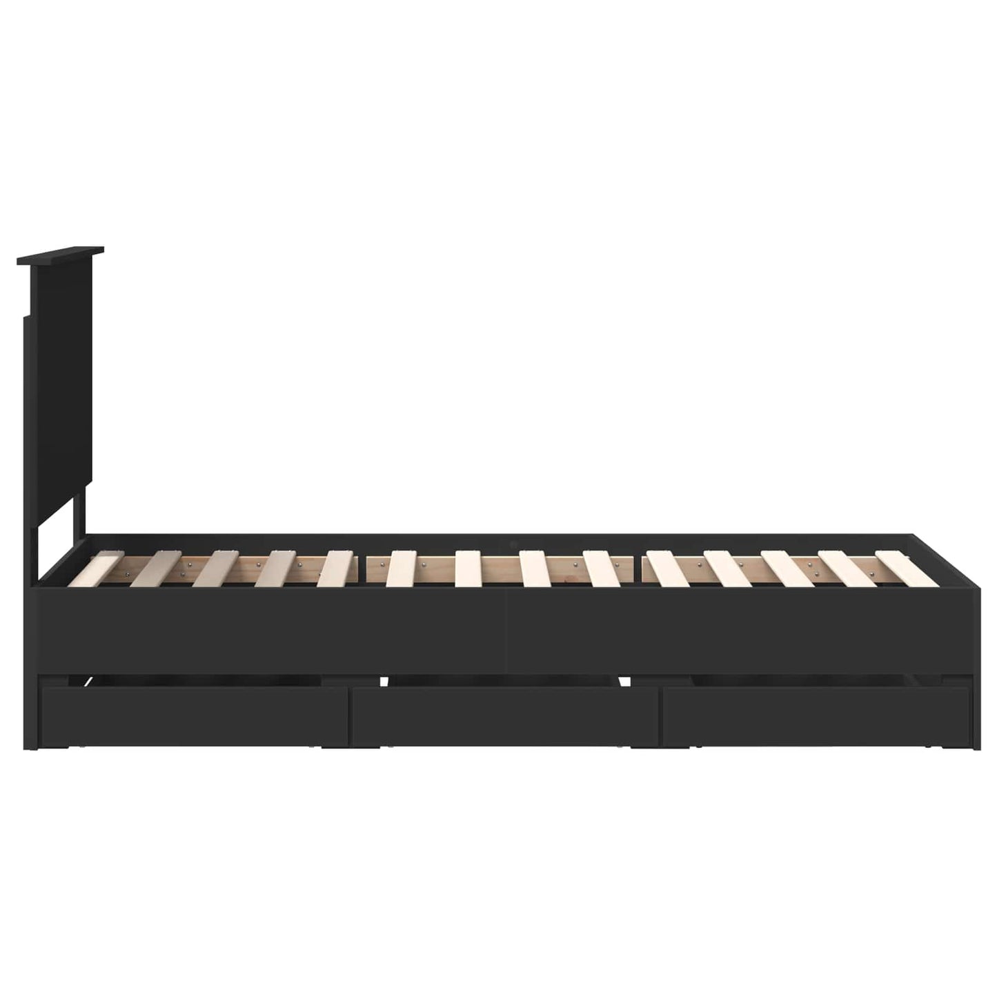 vidaXL Bed Frame with Drawer Black 75 x 190 cm Engineer Wood