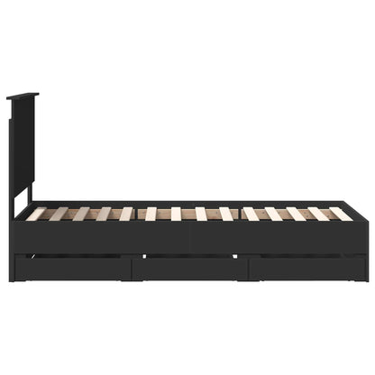 vidaXL Bed Frame with Drawer Black 75 x 190 cm Engineer Wood