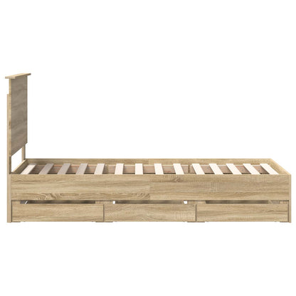 vidaXL Bed Frame with Drawer Sonoma Oak 75 x 190 cm Engineer Wood