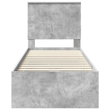 vidaXL Bed Frame with Drawer Concrete Grey 75 x 190 cm Engineer Wood