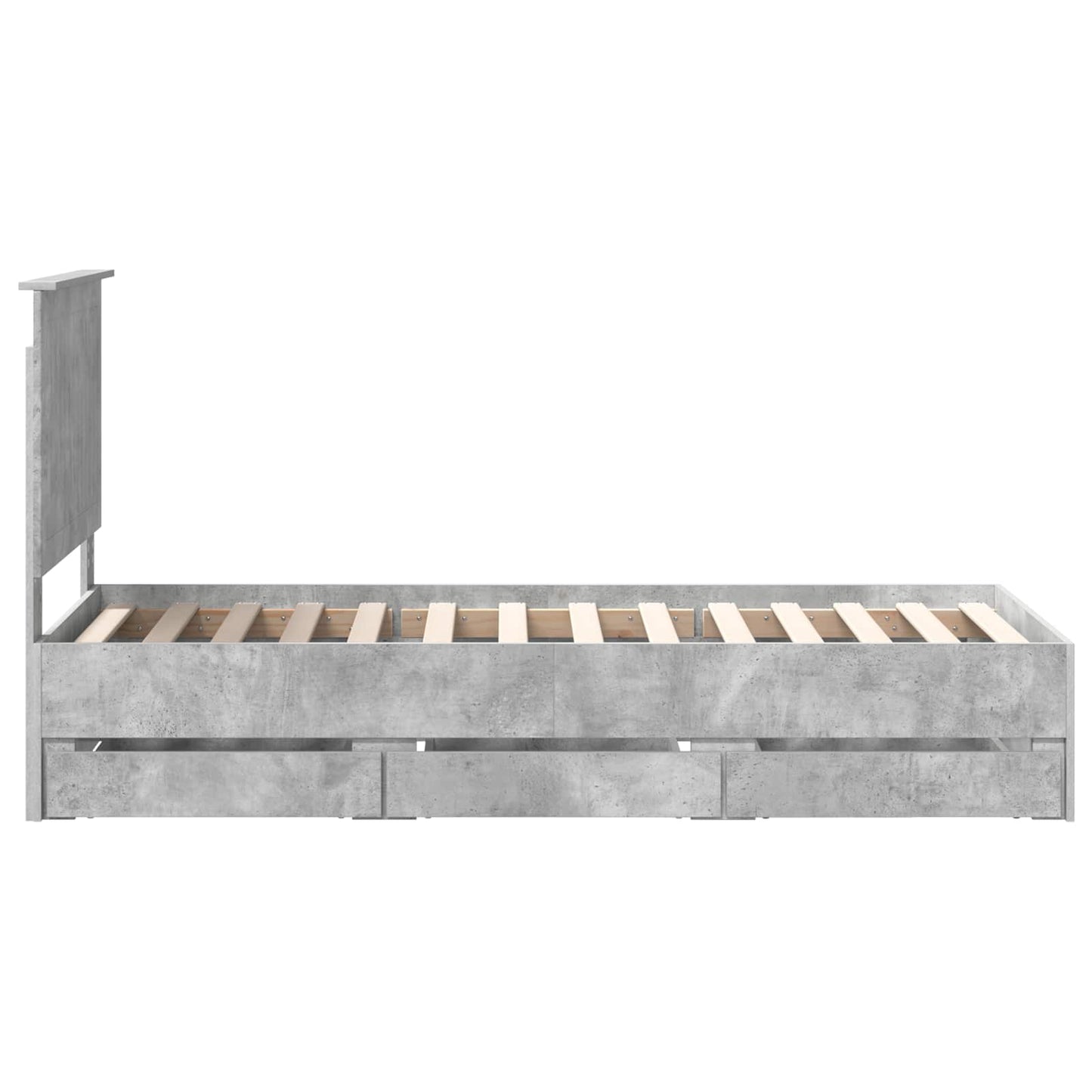 vidaXL Bed Frame with Drawer Concrete Grey 75 x 190 cm Engineer Wood