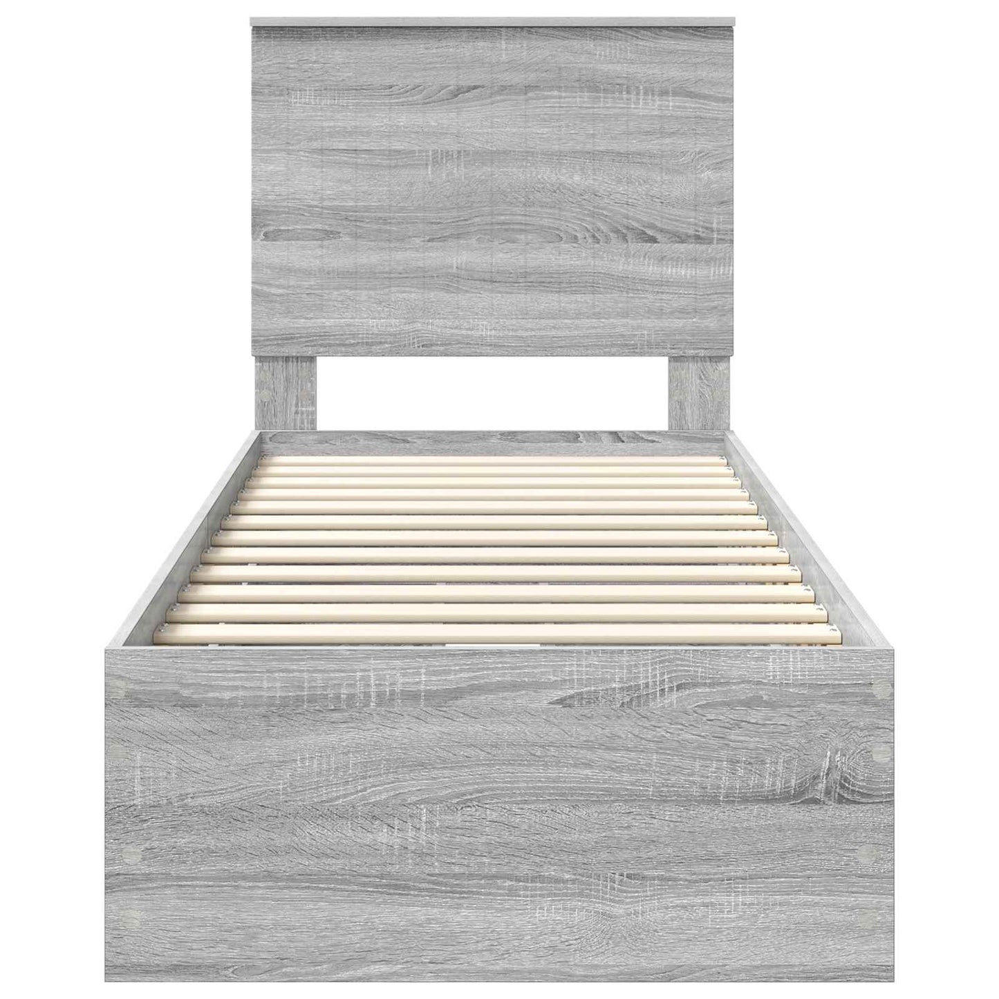 vidaXL Bed Frame with Drawer Grey Sonoma 75 x 190 cm Engineer Wood