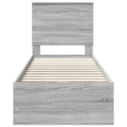 vidaXL Bed Frame with Drawer Grey Sonoma 75 x 190 cm Engineer Wood