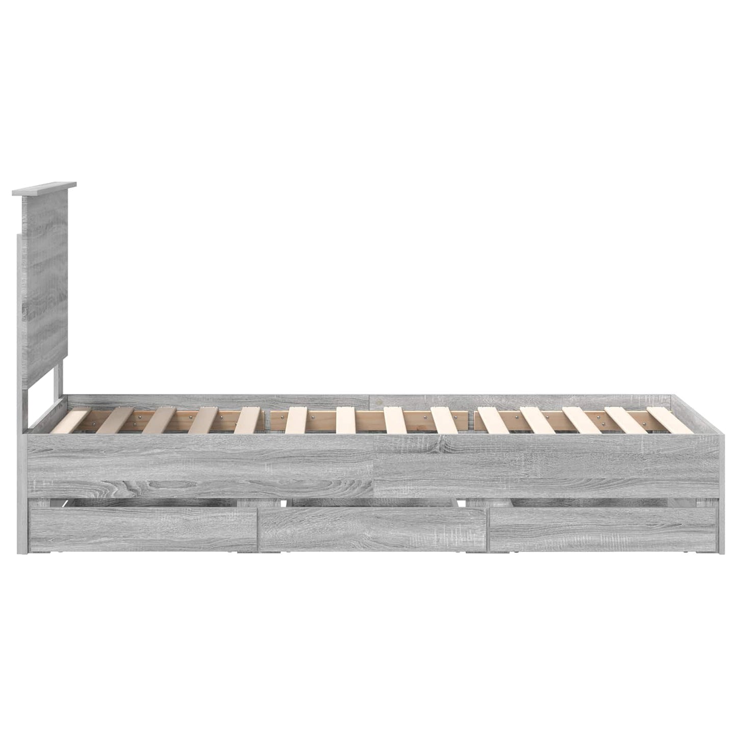 vidaXL Bed Frame with Drawer Grey Sonoma 75 x 190 cm Engineer Wood