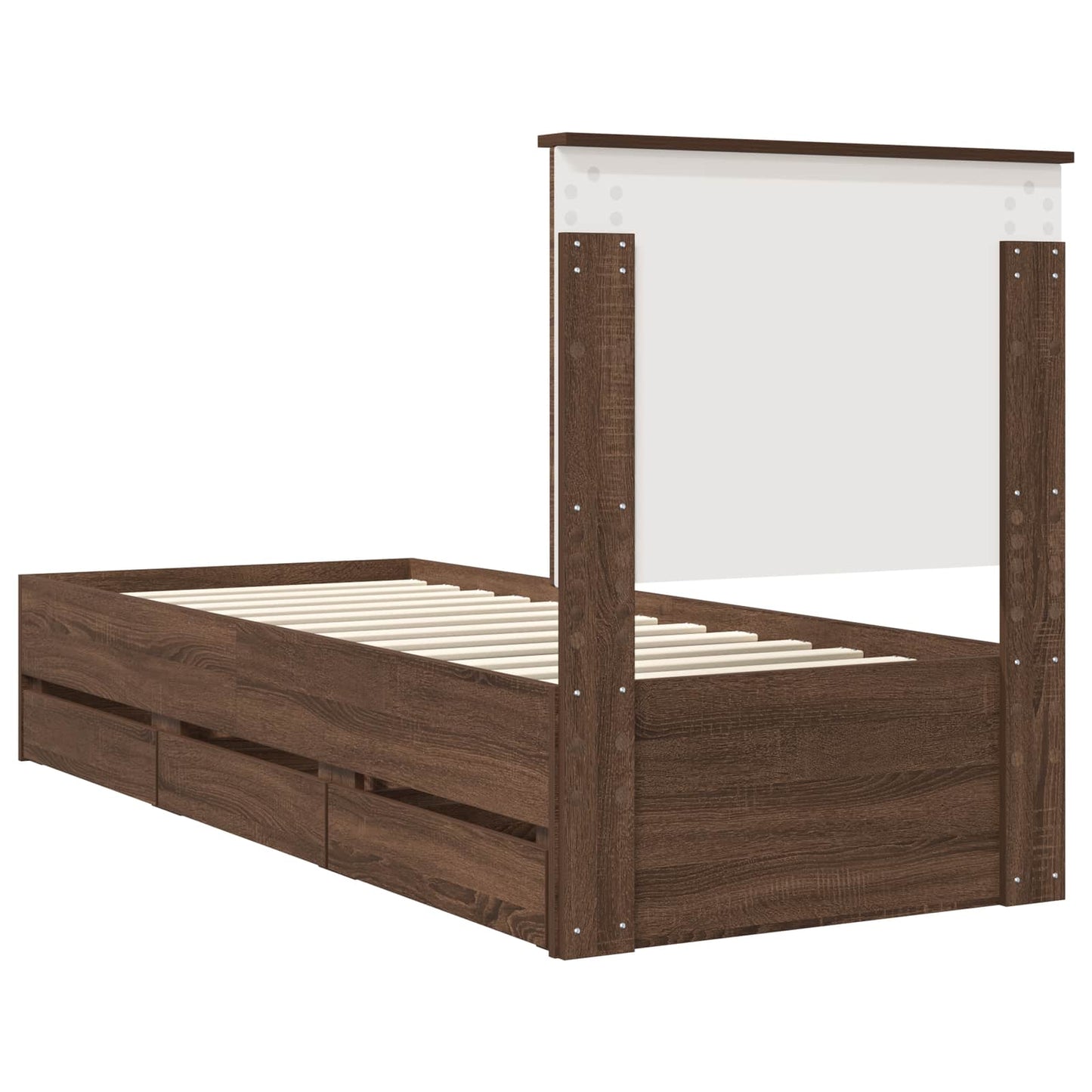 vidaXL Bed Frame with Drawer Brown Oak 75 x 190 cm Engineer Wood