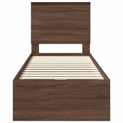 vidaXL Bed Frame with Drawer Brown Oak 75 x 190 cm Engineer Wood