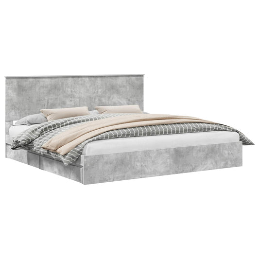 vidaXL Storage Bed Concrete Grey 200 x 200 cm Engineered Wood