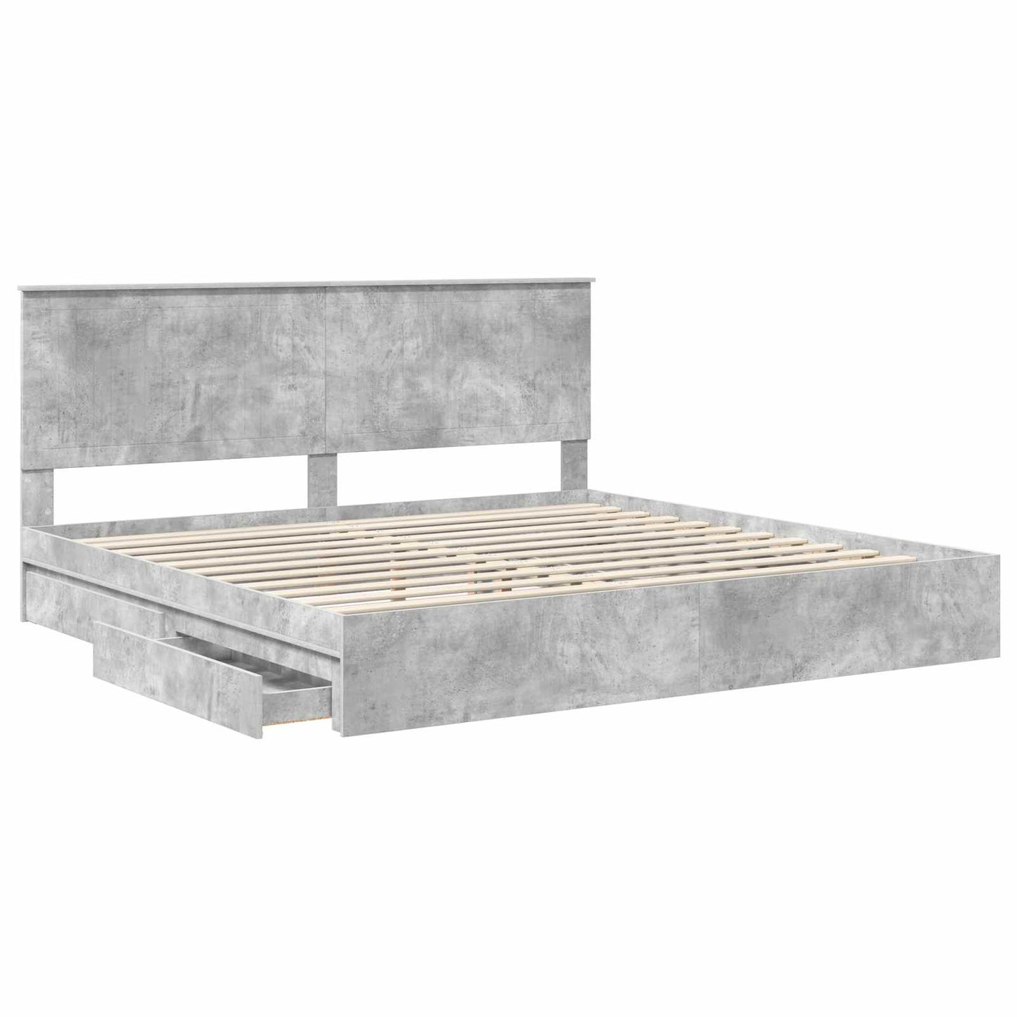 vidaXL Storage Bed Concrete Grey 200 x 200 cm Engineered Wood