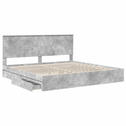 vidaXL Storage Bed Concrete Grey 200 x 200 cm Engineered Wood