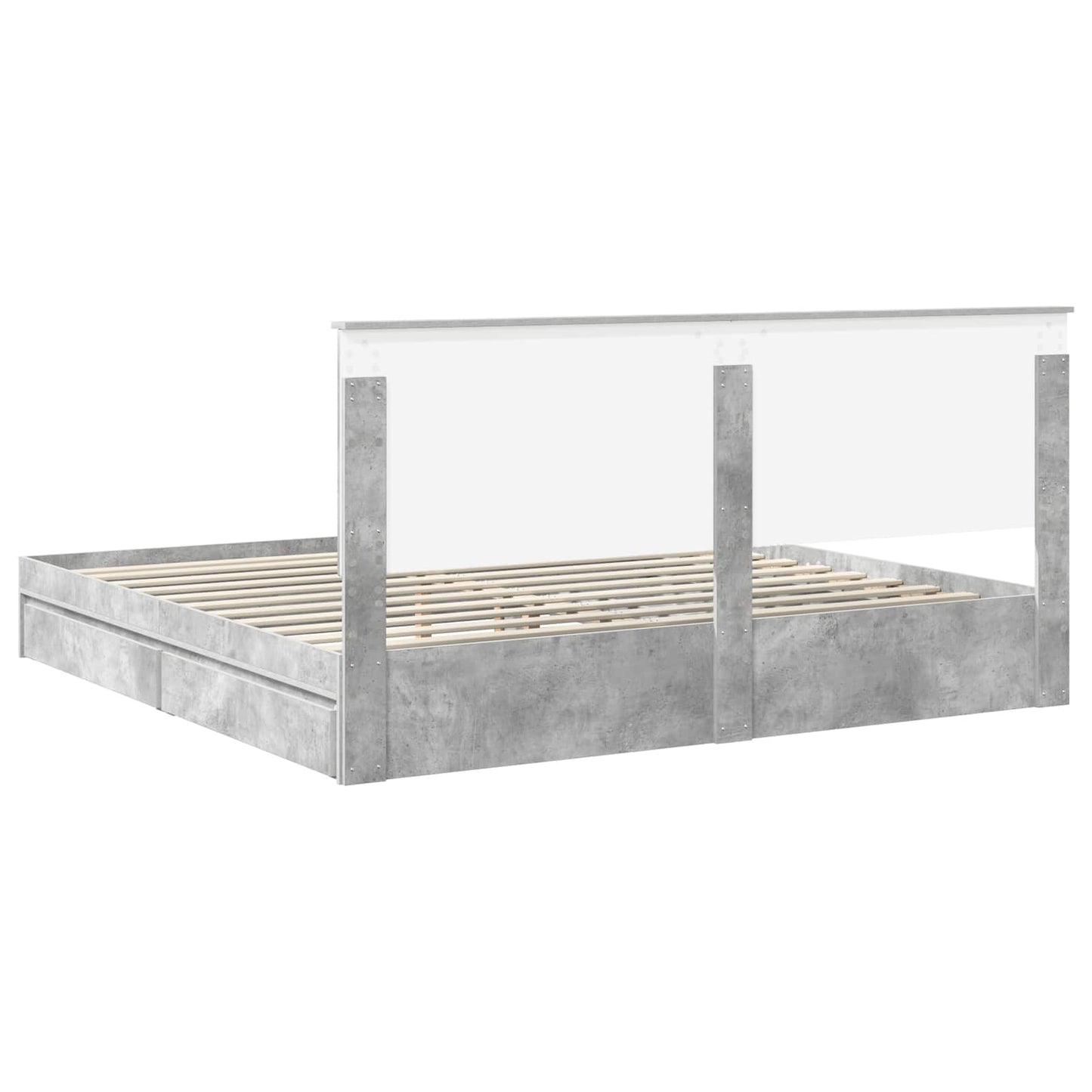 vidaXL Storage Bed Concrete Grey 200 x 200 cm Engineered Wood