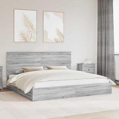 vidaXL Storage Bed Grey Sonoma 200 x 200 cm Engineered Wood