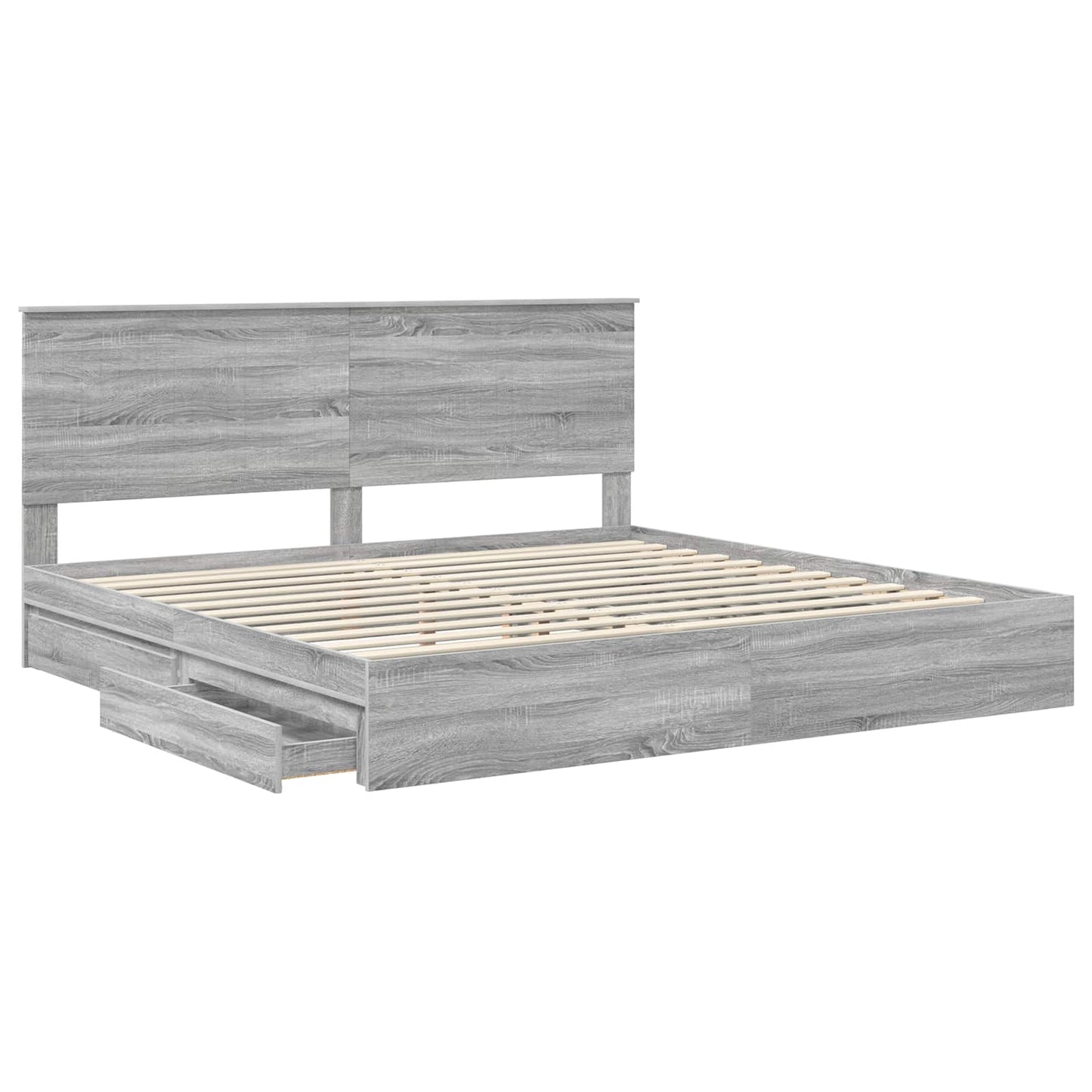 vidaXL Storage Bed Grey Sonoma 200 x 200 cm Engineered Wood