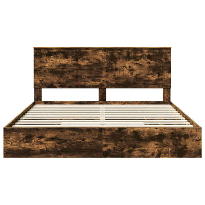 vidaXL Storage Bed with Drawer Smoked Oak 180 x 200 cm Engineered Wood