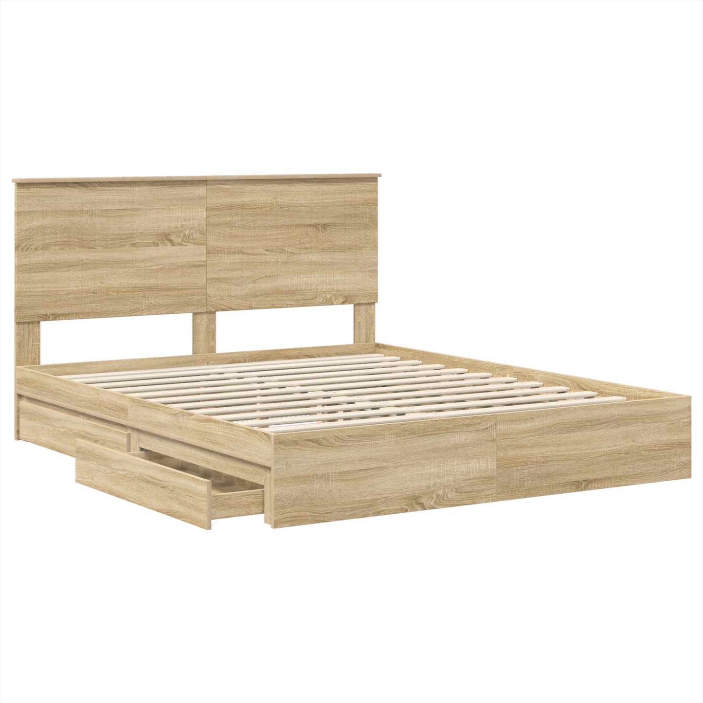 vidaXL Storage Bed with Drawer Sonoma Oak 160 x 200 cm Engineered Wood