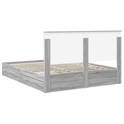 vidaXL Storage Bed Grey Sonoma 160 x 200 cm Engineered Wood