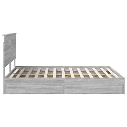 vidaXL Storage Bed Grey Sonoma 160 x 200 cm Engineered Wood