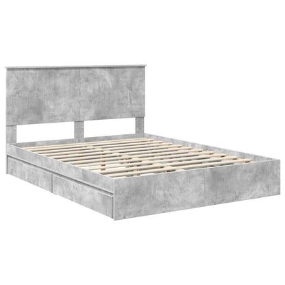 vidaXL Storage Bed Concrete Grey 150 x 200 cm Engineered Wood