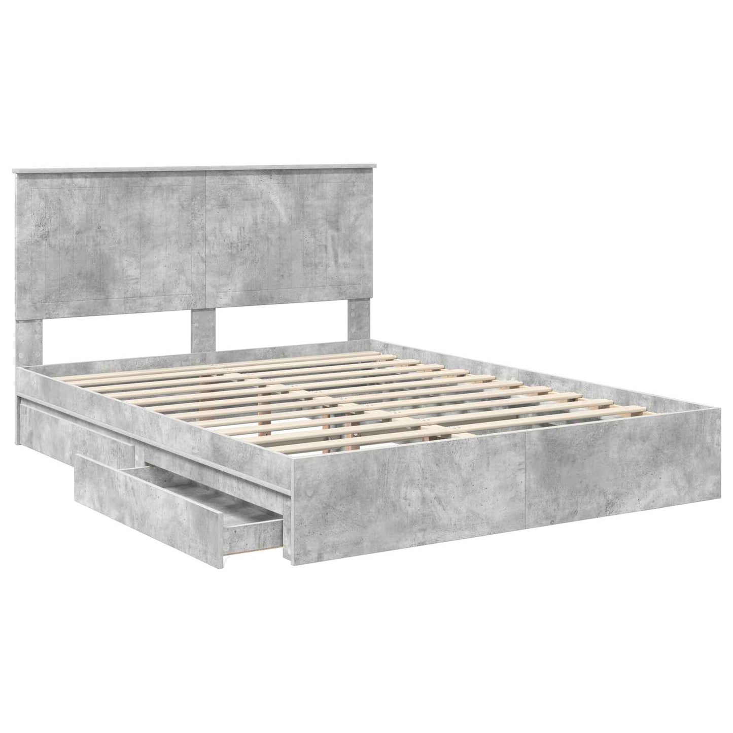 vidaXL Storage Bed Concrete Grey 150 x 200 cm Engineered Wood