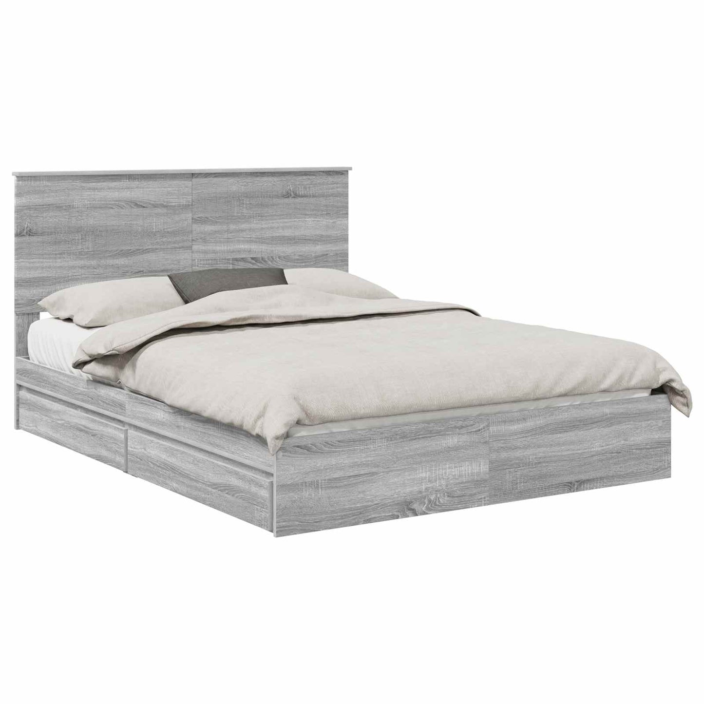 vidaXL Storage Bed Grey Sonoma 150 x 200 cm Engineered Wood