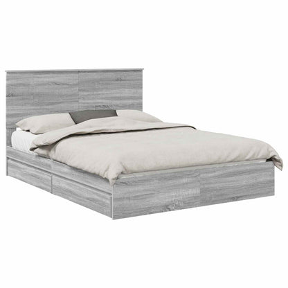 vidaXL Storage Bed Grey Sonoma 150 x 200 cm Engineered Wood
