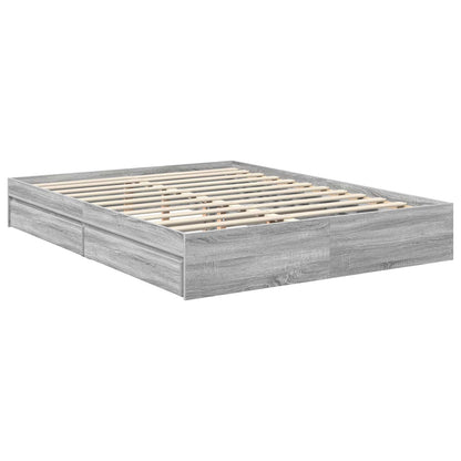 vidaXL Storage Bed Grey Sonoma 150 x 200 cm Engineered Wood