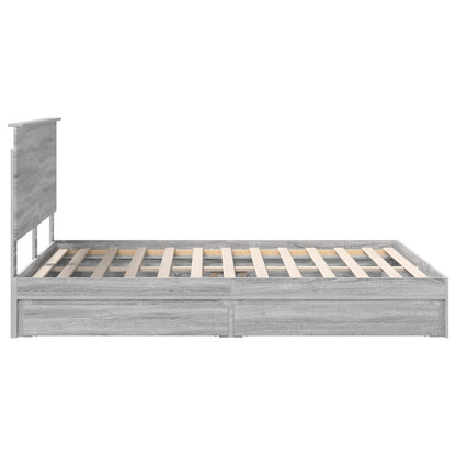 vidaXL Storage Bed Grey Sonoma 150 x 200 cm Engineered Wood