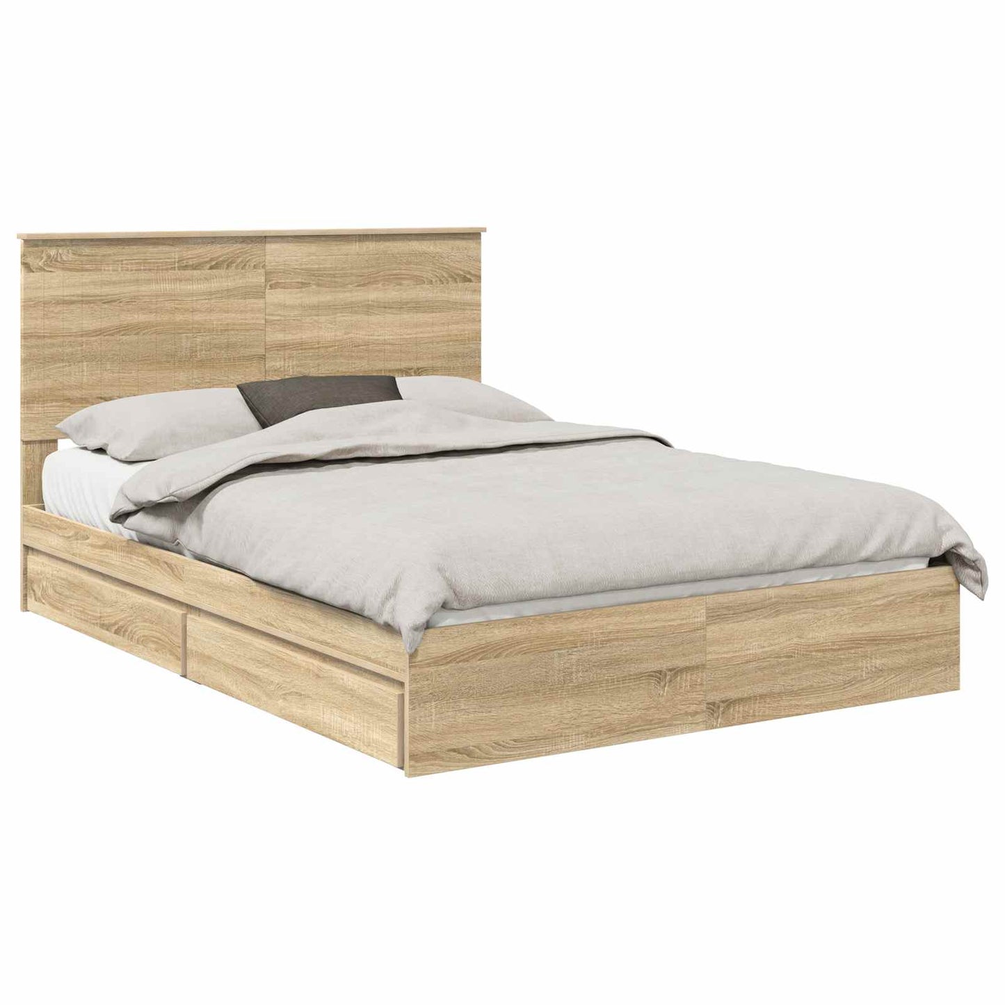 vidaXL Storage Bed with Drawer Sonoma Oak 140 x 200 cm Engineered Wood