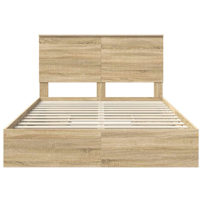vidaXL Storage Bed with Drawer Sonoma Oak 140 x 200 cm Engineered Wood