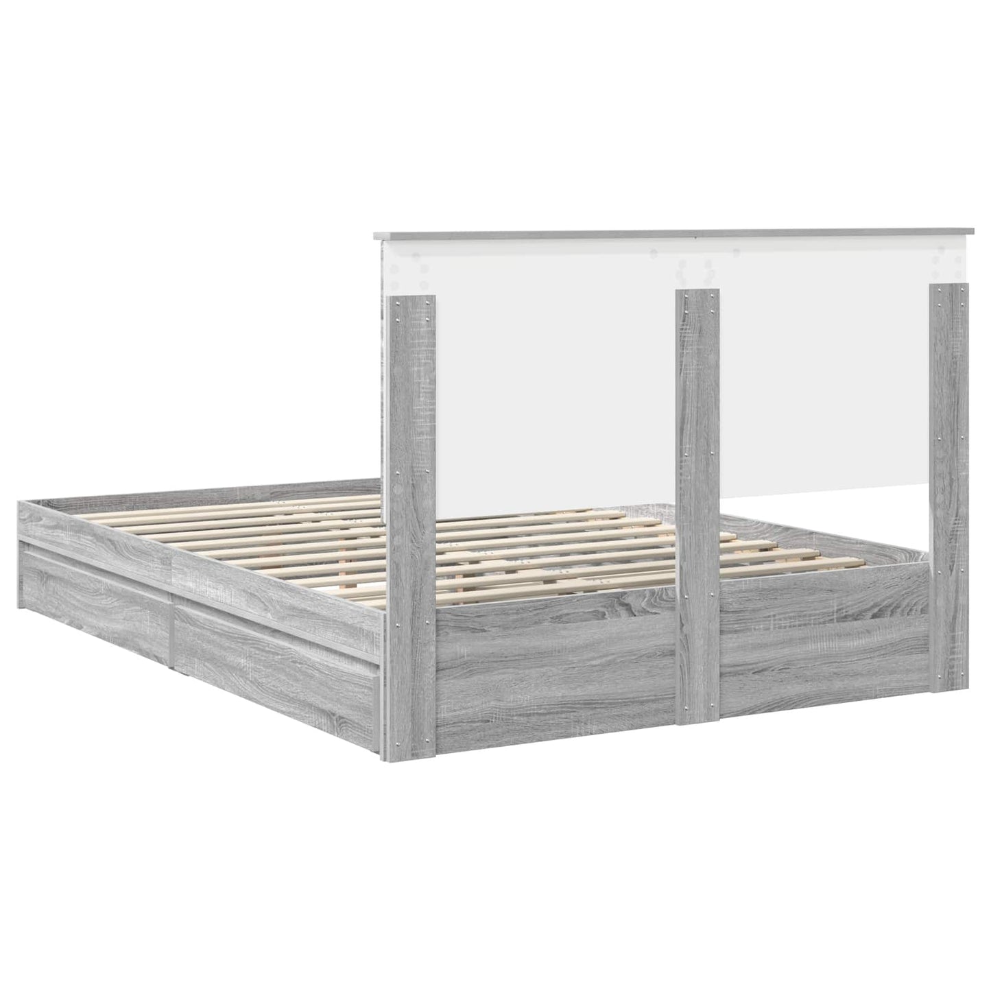 vidaXL Storage Bed Grey Sonoma 140 x 200 cm Engineered Wood