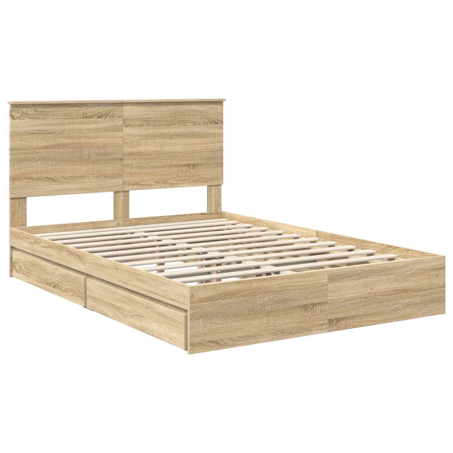 vidaXL Storage Bed with Drawer Sonoma Oak 135 x 190 cm Engineered Wood