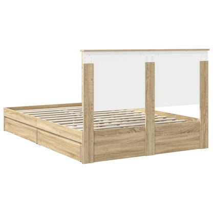 vidaXL Storage Bed with Drawer Sonoma Oak 135 x 190 cm Engineered Wood