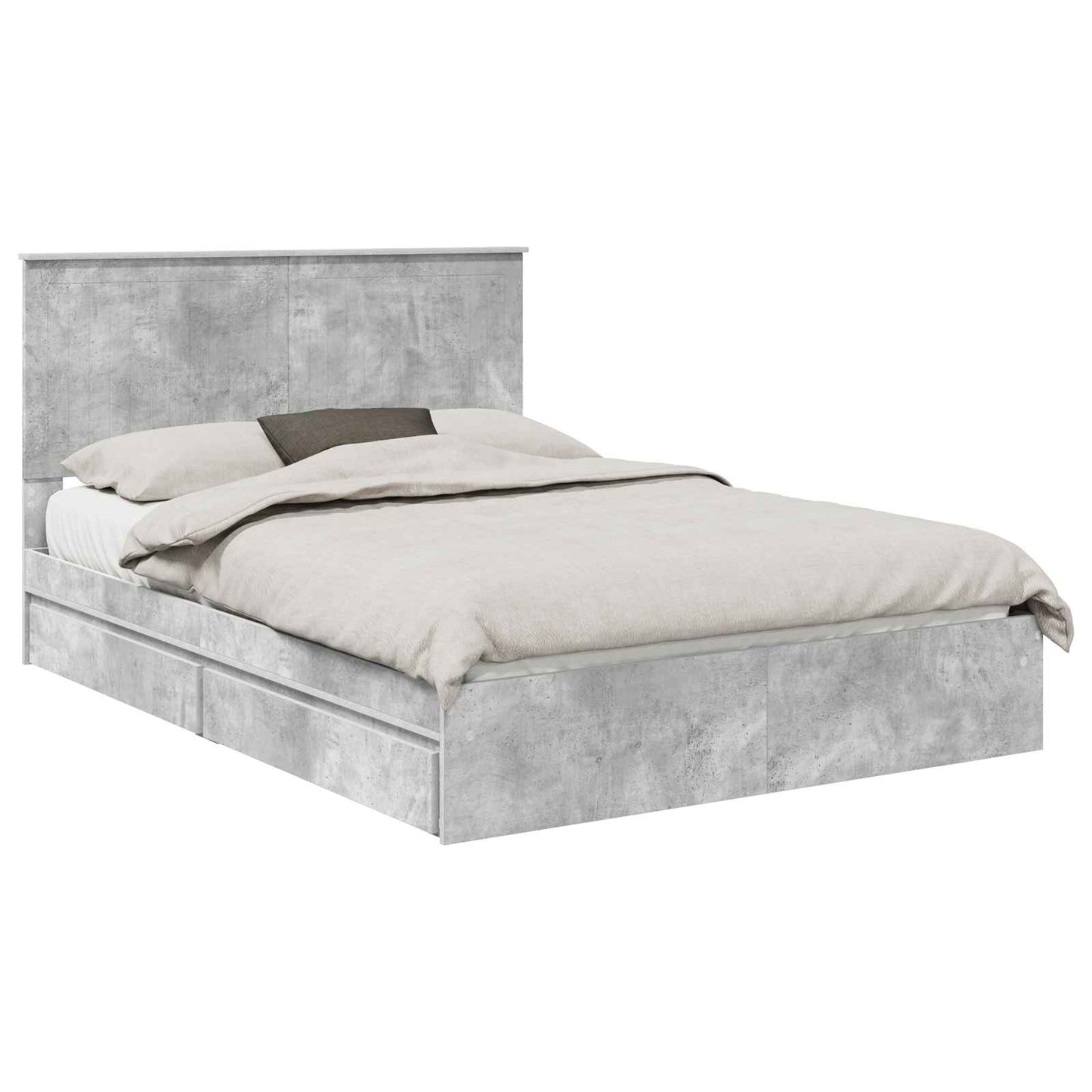 vidaXL Storage Bed Concrete Grey 135 x 190 cm Engineered Wood