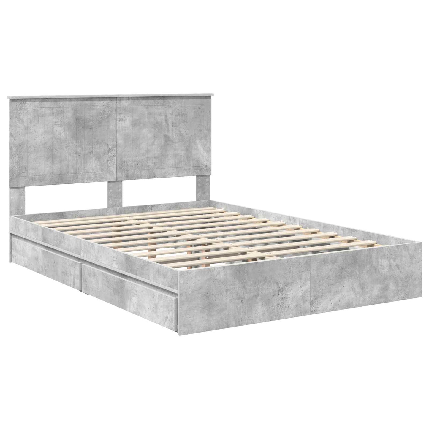 vidaXL Storage Bed Concrete Grey 135 x 190 cm Engineered Wood