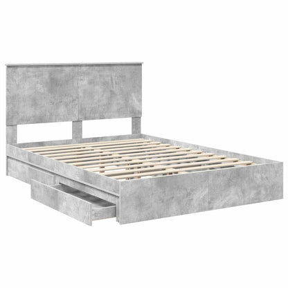 vidaXL Storage Bed Concrete Grey 135 x 190 cm Engineered Wood